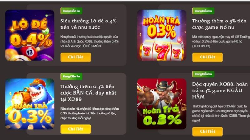 Xo88 liên tục triển khai nhiều chương trình khuyến mãi hấp dẫn để tri ân người chơi